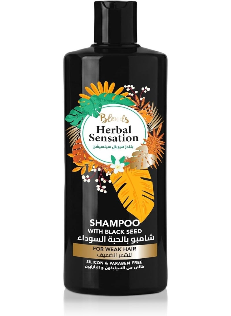 Blends Herbal Sensation Shampoo with Black Seed for Weak Hair - Root Strengthening & Revitalizing - Silicon & Paraben Free - 850 ml - Image 1